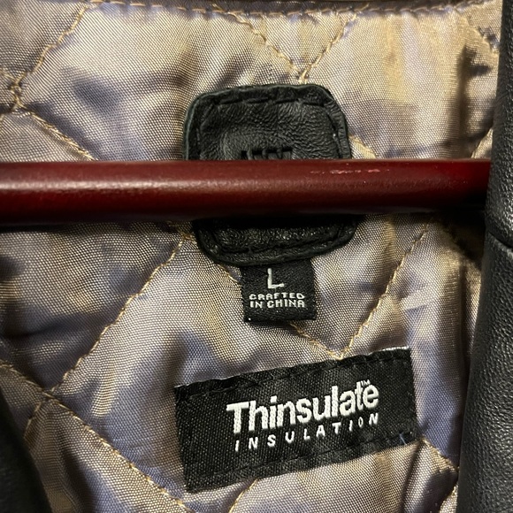 Thinsulate Black Leather Trench Coat - Picture 4 of 12